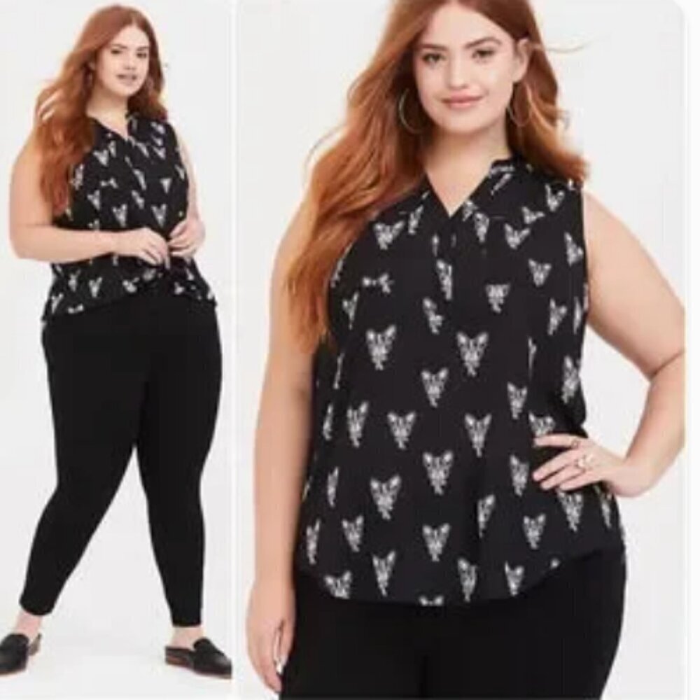 Torrid Harper Black French Bulldog Frenchie Dog Georgette Tank Top Plus Size 3X